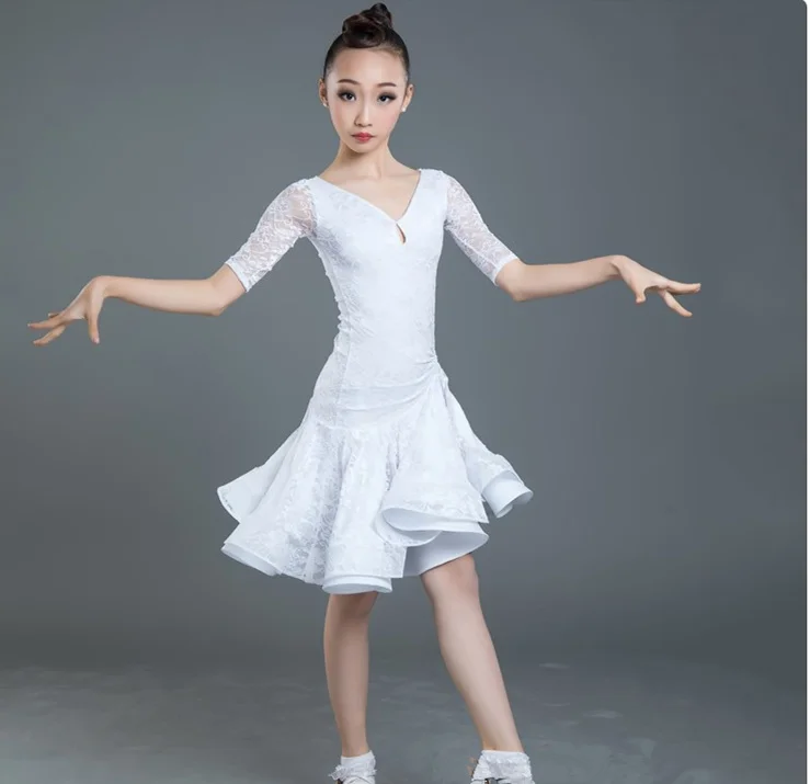 

Lace Children Kids Latin Practice Dance Wear Dancewear Competition Dress Tango Flamengo Ballroom Salsa Rumba Cha Cha for Girls