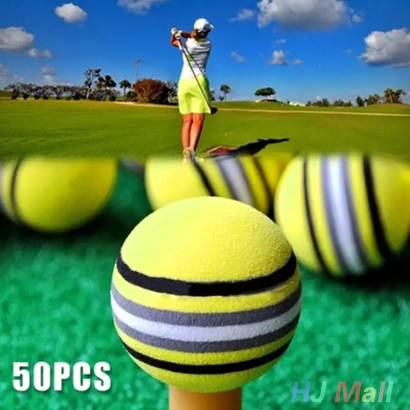 

50Pcs Bright Yellow Golf Sports Rainbow Sponge Balls Light Training Lot