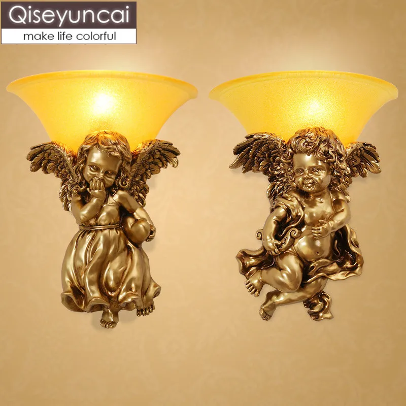 

European angel wall lamp bedroom bedside lamp living room background wall aisle creative bedroom children's room American modeli