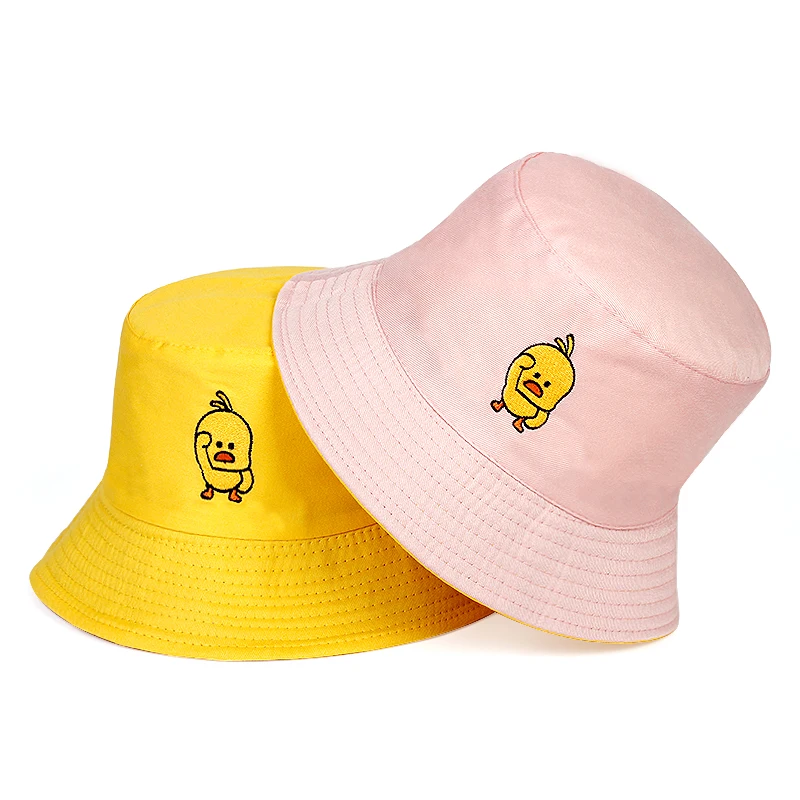 

New little chicken printed fisherman hat fashion outdoor wild bucket hats summer sunscreen cute hat unisex cotton hip hop hats