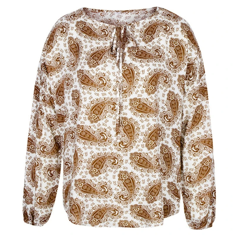 

Women's Spring/Summer 2021 Long Sleeve Retro Print Tops Y1AC