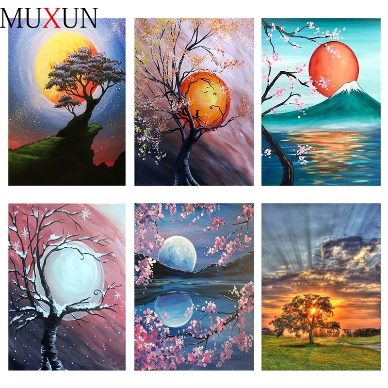 Полностью Алмазная вышивка пейзажное дерево 5D алмазная Картина Вышивка крестом