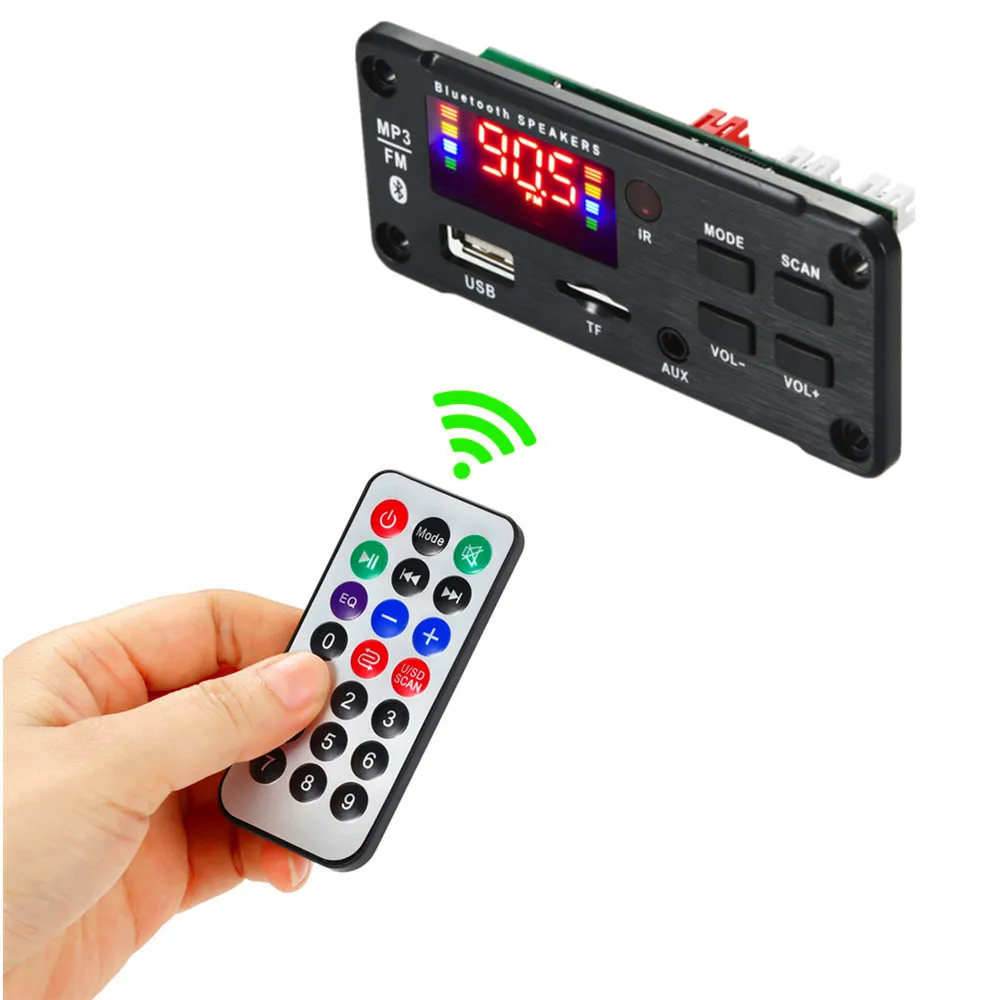 6V-12V MP3 Module WMA Decoder Board Big Color Screen 12V Wireless Bluetooth 5.0 Audio USB TF Radio For Car Recording | Электроника