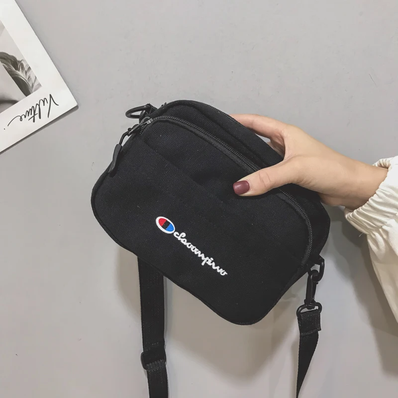 

2021 New Crossbody Fashion Canvas Minimalism Retro Easy Matching Honey Disco Internet Celebrity Small Black Bag