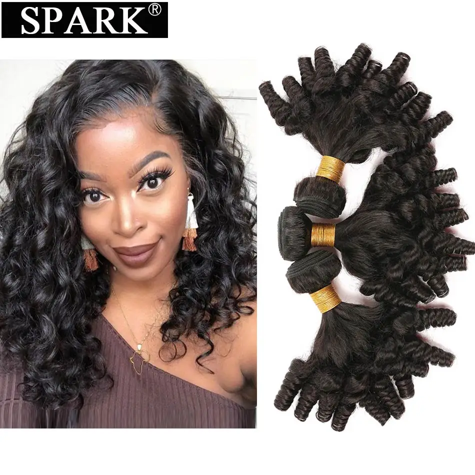 Искройные бразильские накладные вьющиеся человеческие волосы Funmi 1/3/4 шт. для