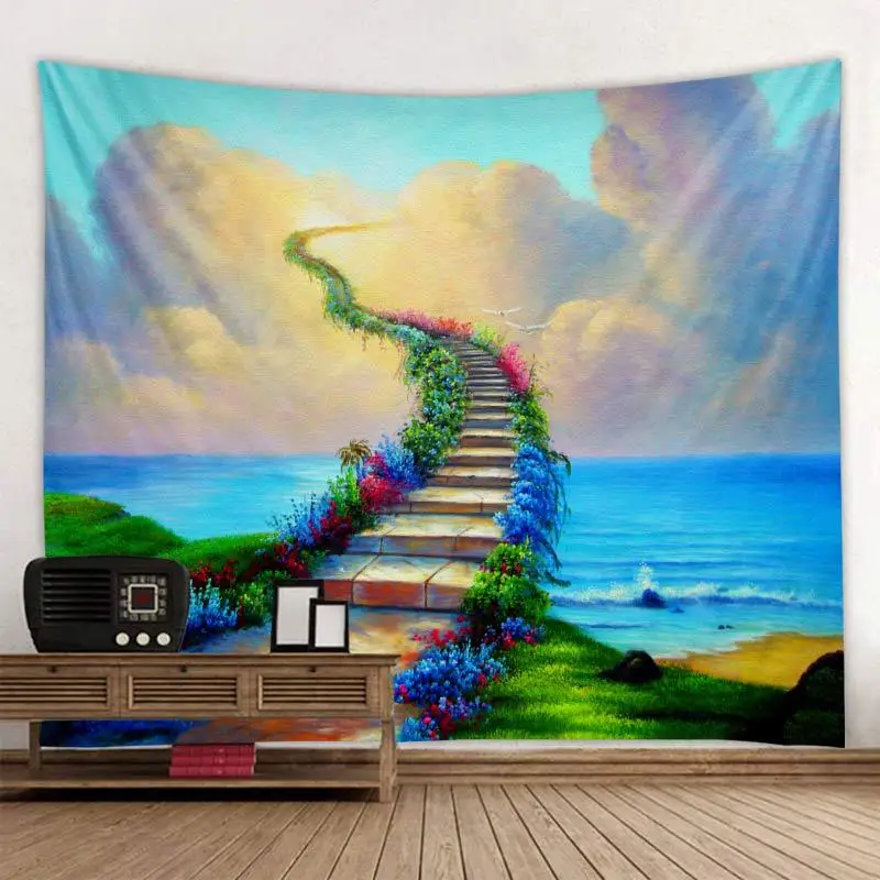 Psychedelic балкон морской просмотр гобеленов бохо мандала настенный Королевский
