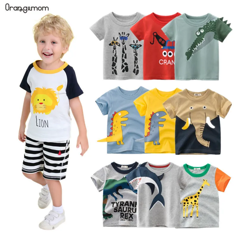 Orangemom/2021 г. Летняя детская одежда с героями мультфильмов футболка короткими