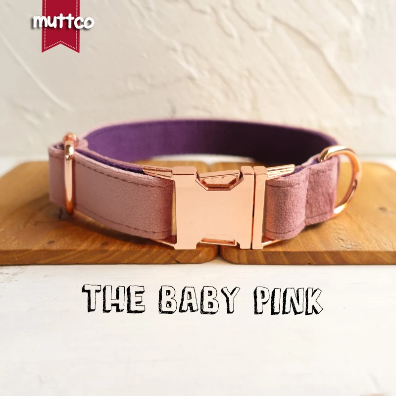 

MUTTCO Adjustable dog collar THE BABY PINK handmade pet products 5 sizes metal buckle double cloth dog collar and leash UDC080M