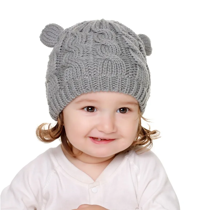 Gorro de punto con orejas para beb&eacute;, gorro c&aacute;lido para beb&eacute;, gorros para beb&eacute;-1