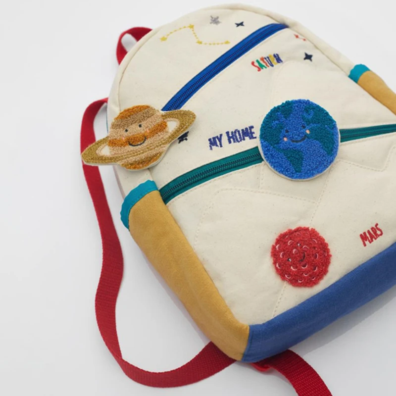 Новинка 2020 детский хлопчатобумажный холщовый рюкзак с вышивкой в виде земляных