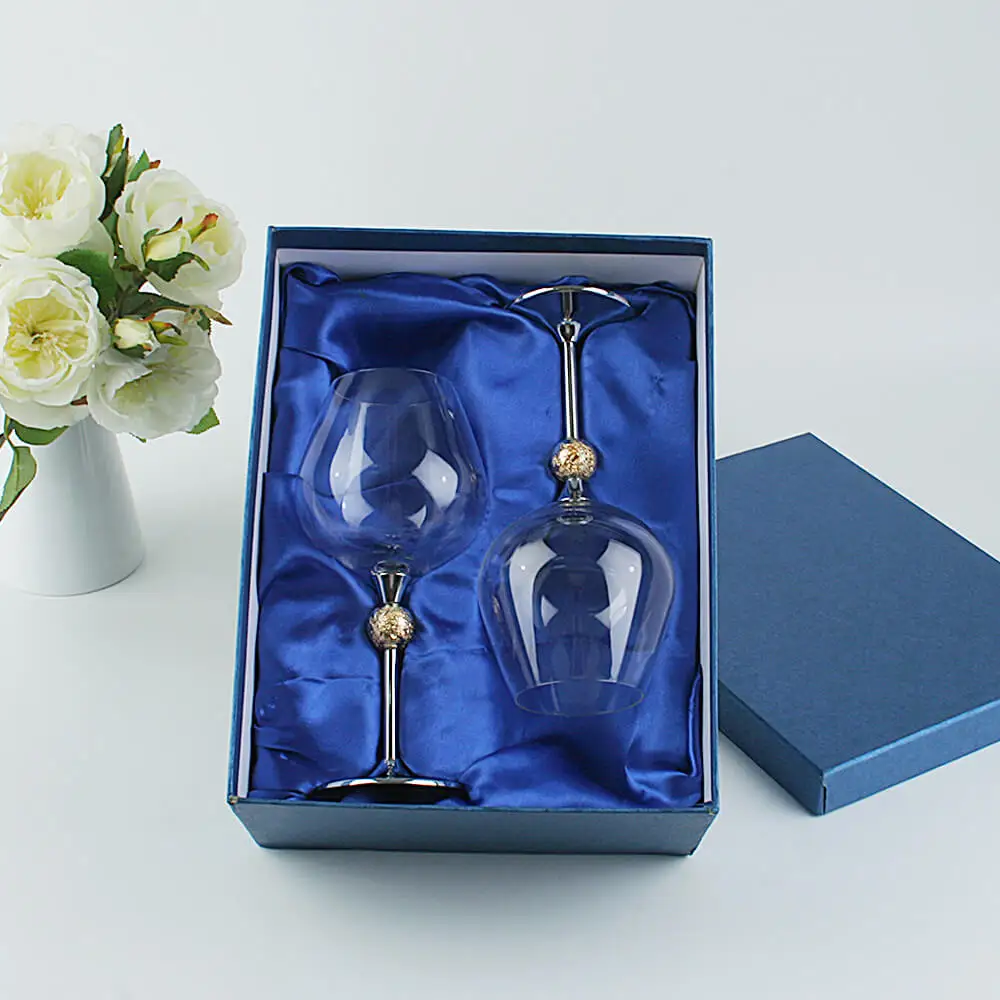 Gift Box Креативные стеклянные чашки золотого цвета Украшенные Бокалы свадебные бокалы из нержавеющей стали стенд бокалы для вина модные бытовые - Color: Gift Box