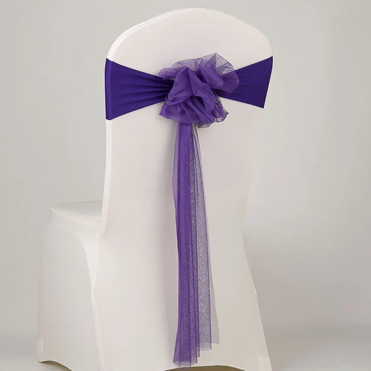 Purple Новинка, 50 шт./лот, украшение для свадебной вечеринки, красный галстук-бабочка, муслин, пояс для стула, розовый, стрейч, лайкра, лента на спинку стула, событие банкет - Цвет: Purple