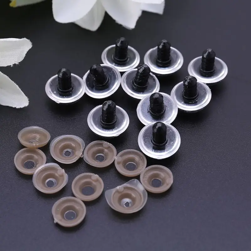 

10pcs/set 18mm Tiny Round Safety Eyes Plastic Glitter Toy with Washer for Bear Doll Puppet Making DIY