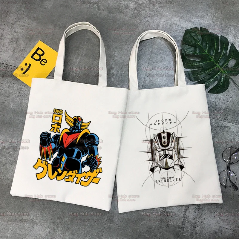 

UFO Robot Goldrake Grendizer Gurendaiza Printing Bag Women Bag Large-capacity Canvas College Shopping Shoulder Bags