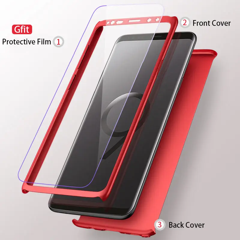 360 Full Protection Case For Samsung Galaxy S7 S7edge S8 S9 Plus Note 8 Slim Hard Shockproof Back Cover With Screen Film |