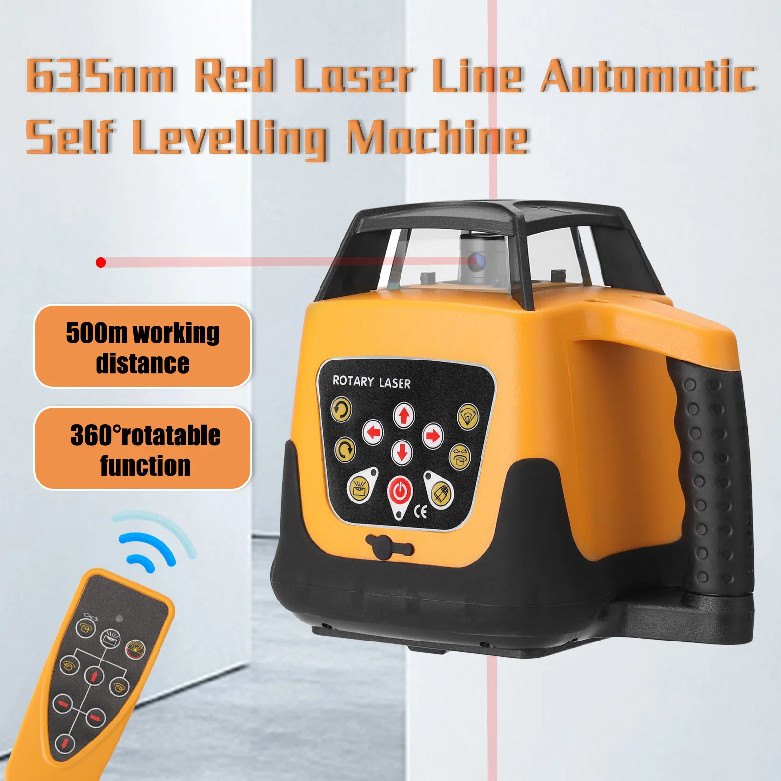 

635nm Red Lines Automatic Self Levelling Machine Opeartion Modes Rotating Direction Speed Angle Adjustable Laser Level 500m