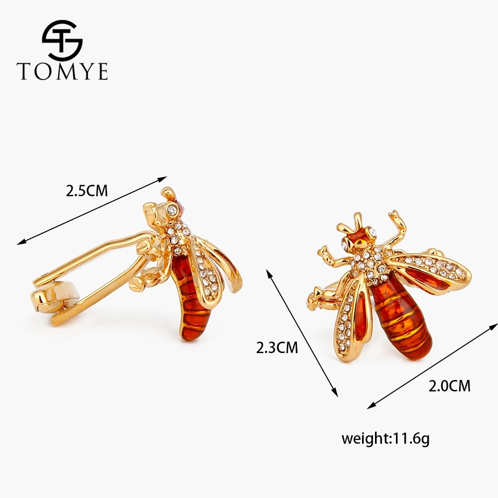 Рубашка TOMYE запонки унисекс высокое качество золото серебро Пчела хрустальный