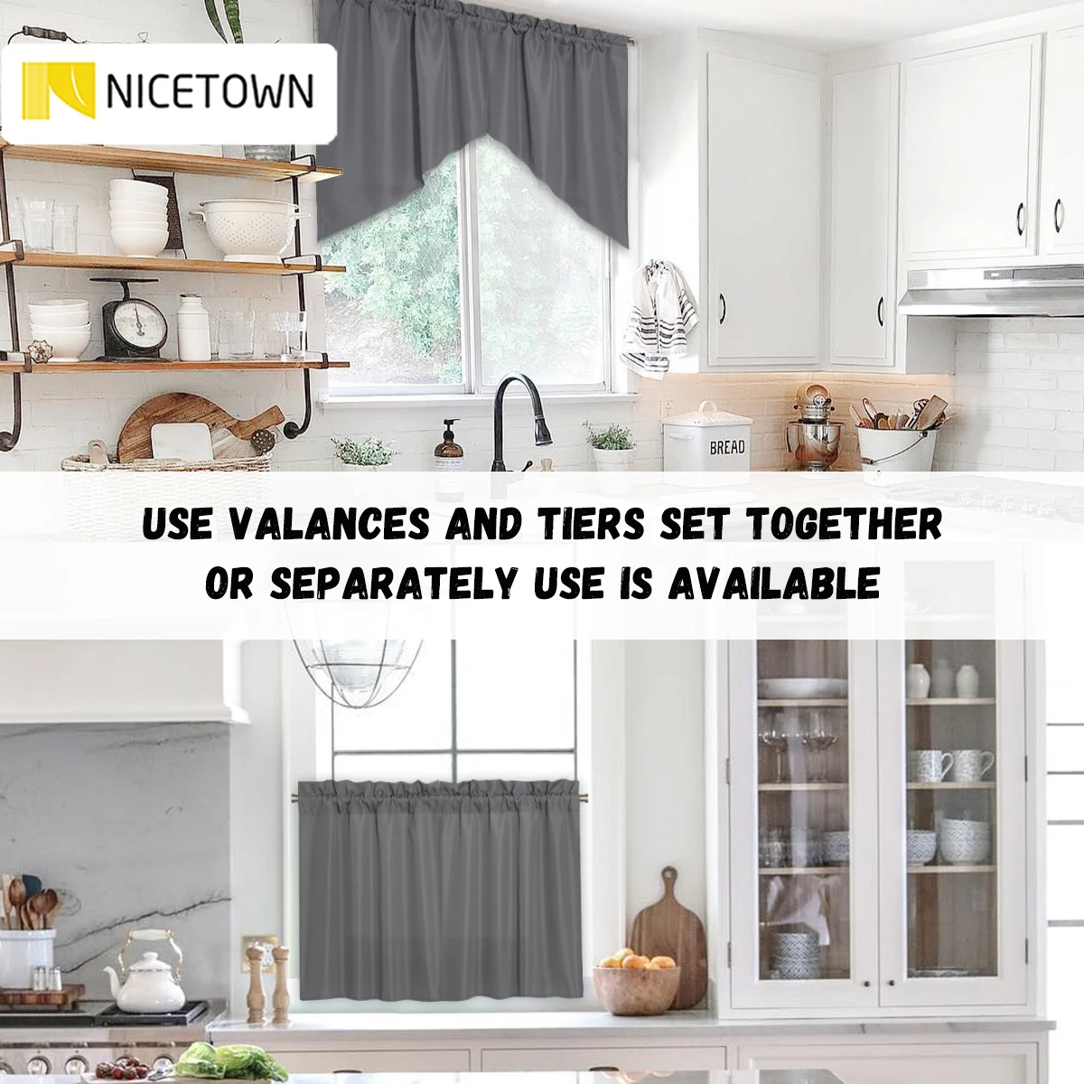 

NICETOWN 4 шт., водонепроницаемые затемненные занавески для кухни, гостиной, японский домашний декор, занавески с кармашком, 5 цветов