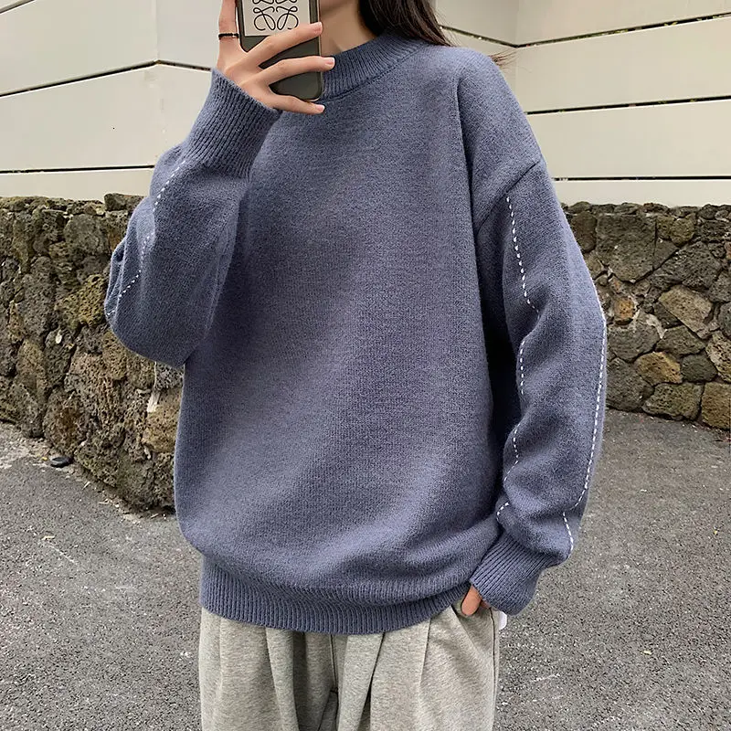 

2020 Spring And Autumn New Youth Fashion Men's Loose Solid Color Sweater Fashion Casual All-match Round Neck Pullover M-2XL