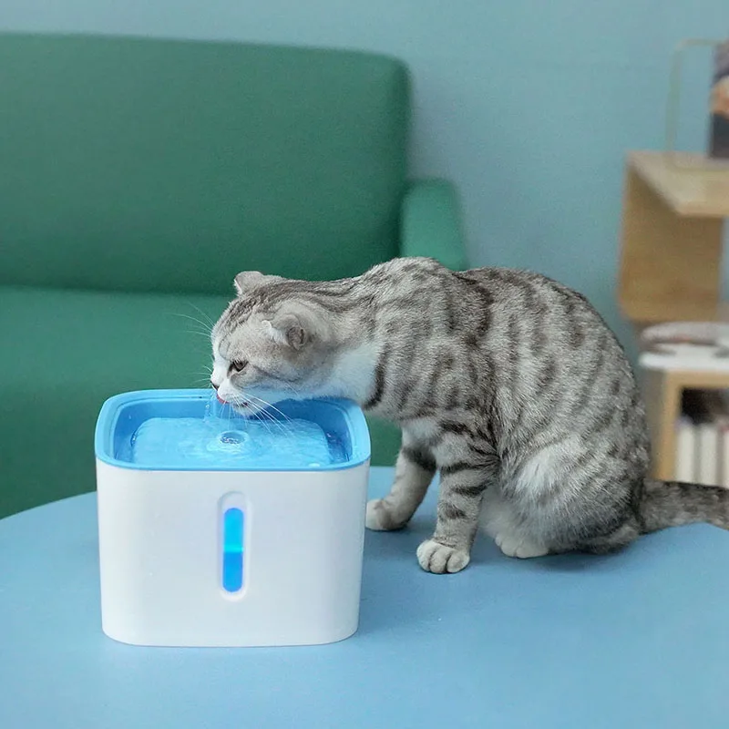 Pet Cat Water Fountain Drinking Bowl Flower Sytle LED 54 Oz/1.6L Automatic Dog Dispenser with 1 Silicone Mat | Дом и сад