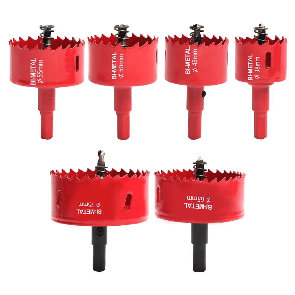 

6PCS Bi-Metal Wood Hole Saws 38-75mm Drill Bit HSS Steel M42 Hole Saw Wood Cutters Carpentry Tools for Wood Steel Iron