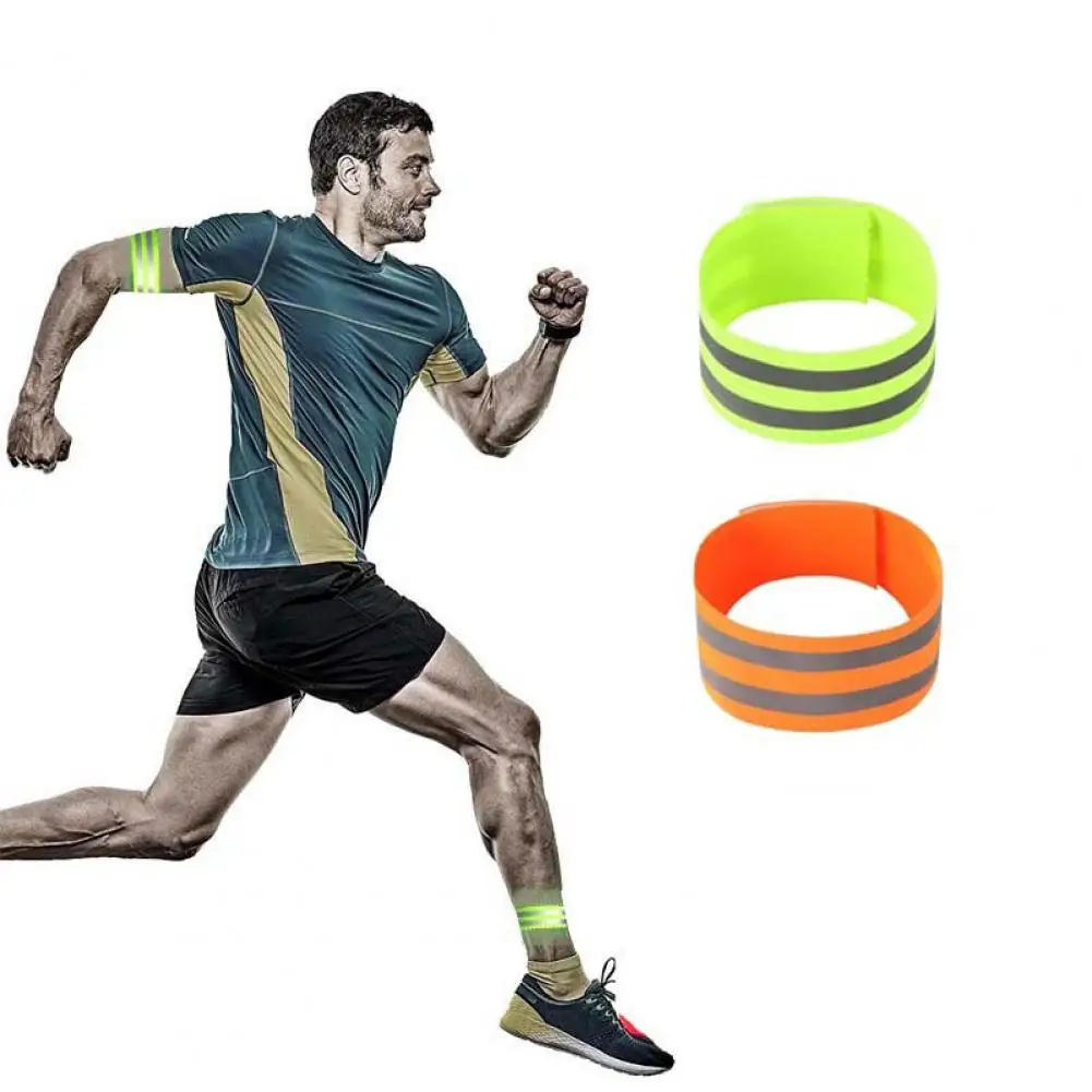 

2Pcs Self-Adhesive Reflective Bands Magic Stickers Fastener Tapes Safety Leg Straps Strips for Bike Bicycle Running Arm Warmers