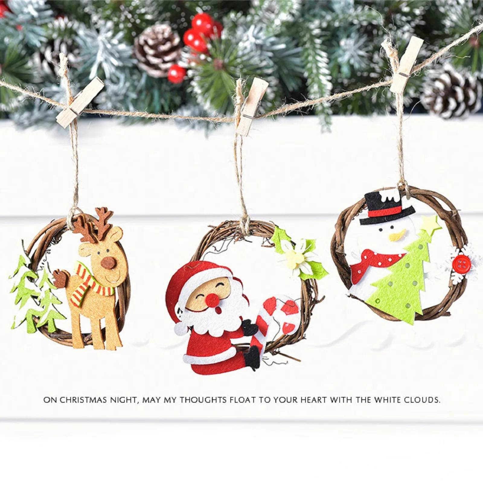 

New Year Kids Gifts Doll Rattan Ring Wreath Pendant Ornaments Party Christmas Tree Snowmen Hanging Decorations Home Decoration