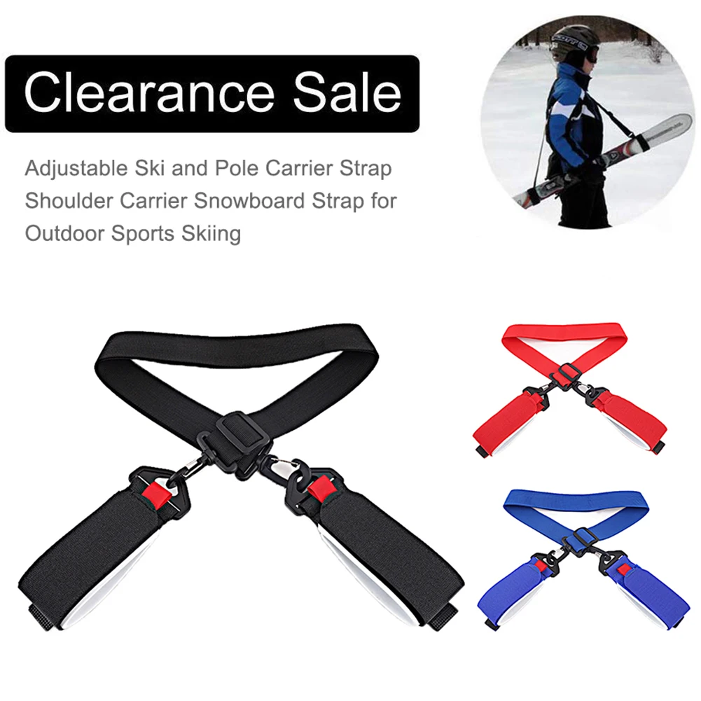 Strap Adjustable Ski Pole Carrier Strap Shoulder Carrier Snow Board Carry Strap For Outdoor Sports Skiing Accessories
