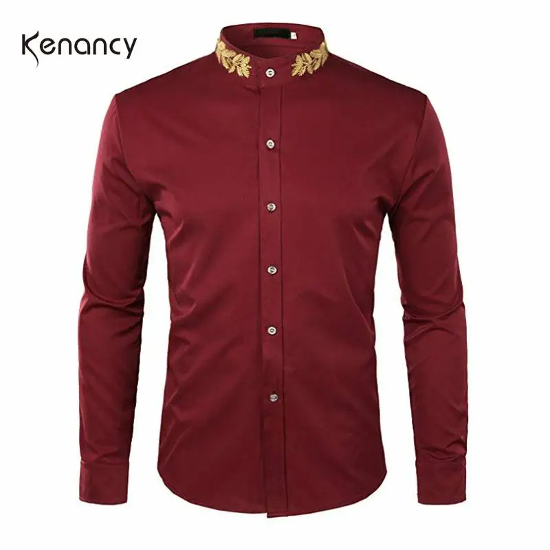 Hemiks Print Mens Hipster Shirts AutumnTurn-Down Collar Long Sleeve Casual Camisa Masculina Button Down Slim Fit Camisas Hombre | Мужская