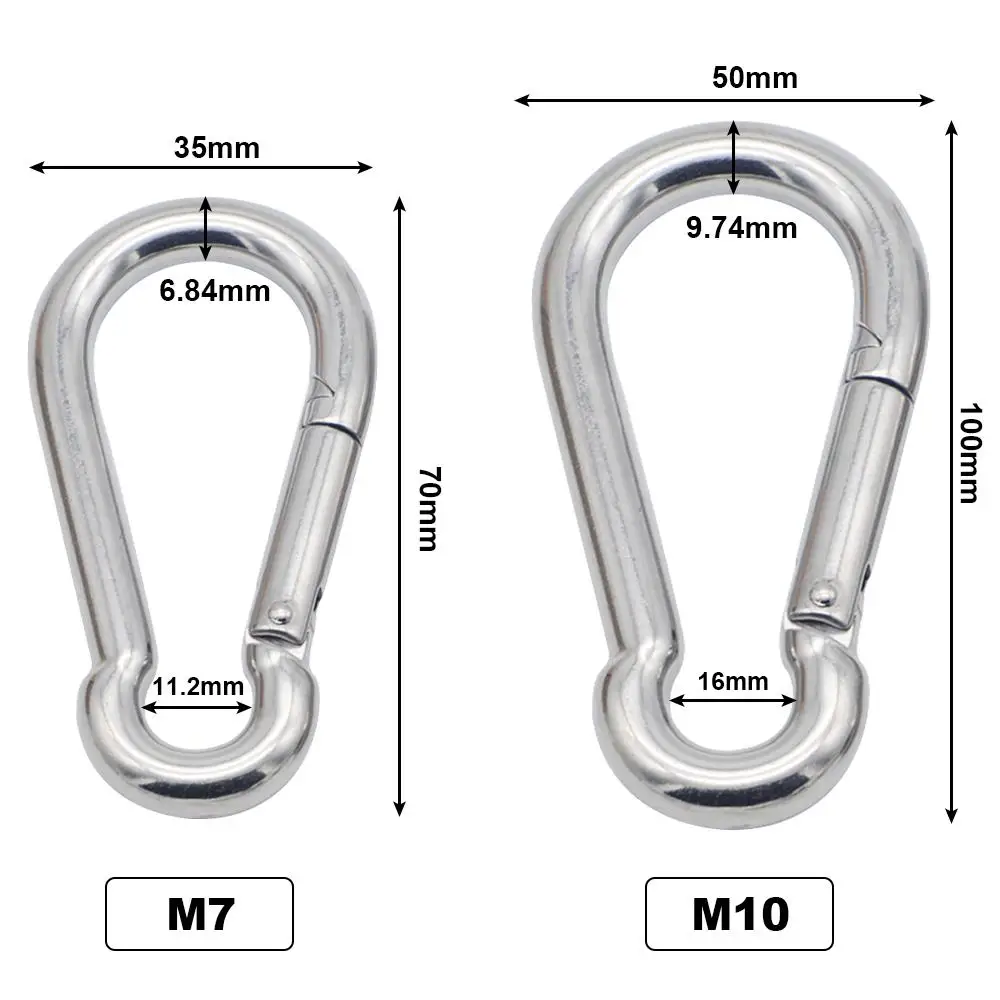 2PCS  Limited 250KG/125KG Large Carabiner Clip Heavy Duty Climbing Hook Buckle Keychain Link Stainless Steel Carabiner Clip