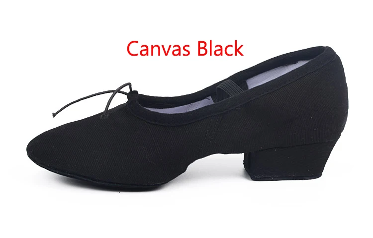 Canvas Black Качественная танцевальная обувь для женщин; кожаная обувь на среднем каблуке для девочек; женские балетки; Танцевальная обувь для танца живота и йоги; обувь для учителя - Цвет: Canvas Black