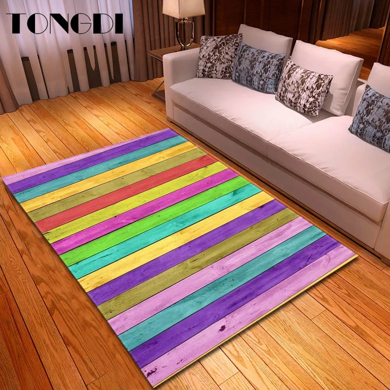 Коврик TONGDI современный нескользящий элегантный художественный 3D цветной в