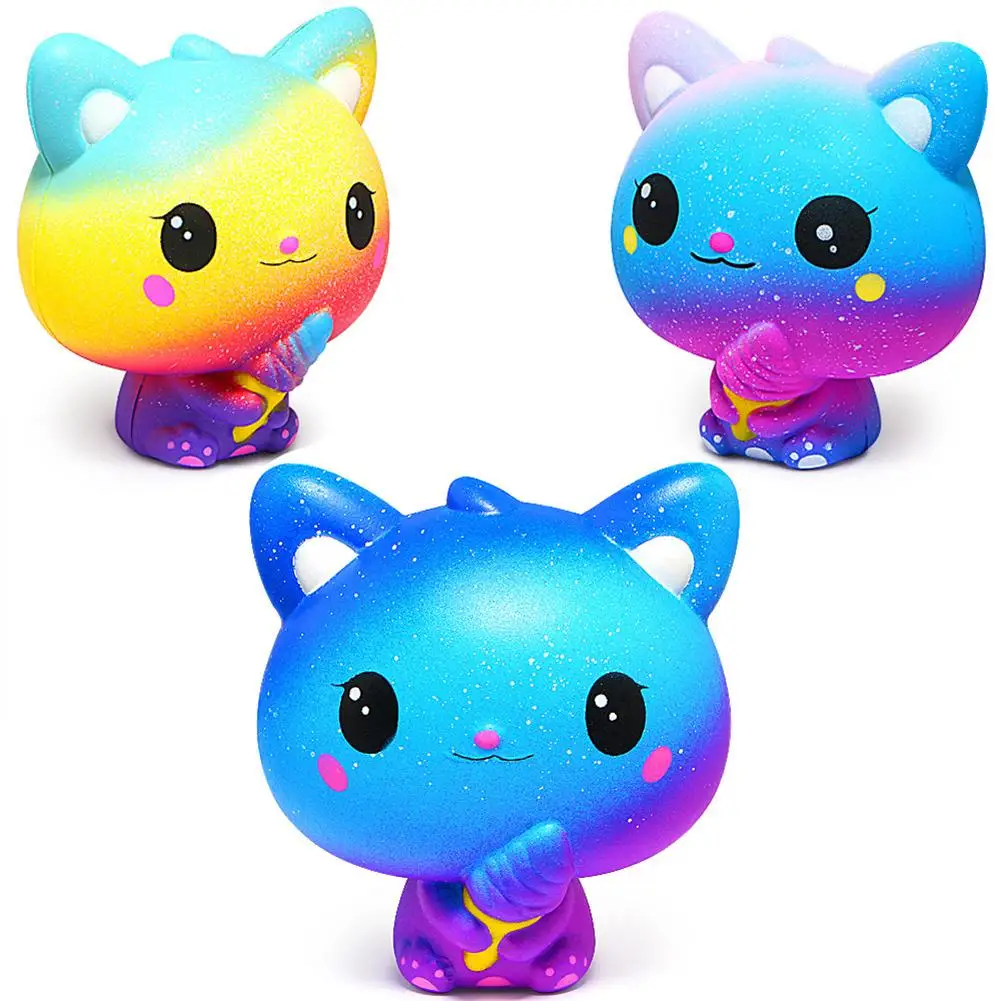 

Cute Cartoon Squeezes Cat Holding Ice Cream Soft Squeeze Slow Rising Toy Stress Reliever