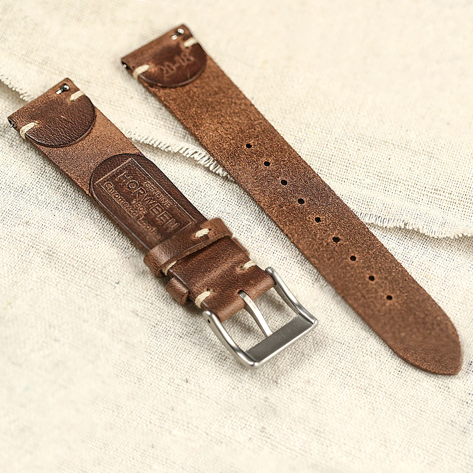 Horween US Chromexcel Leather Watch Bands Natural Soft Wrap Handmade Leather Straps 18mm 20mm 22mm