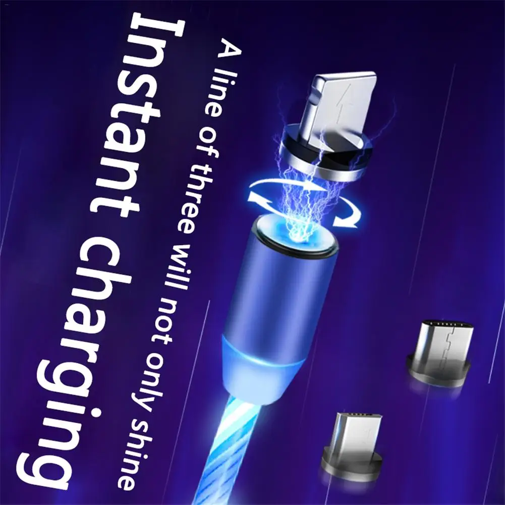 Магнитный usb-кабель 3 в 1, кабель для быстрой зарядки USB type-C, кабель Micro usb, кабель для мобильного телефона с углом обзора 360 градусов, инновационный стример