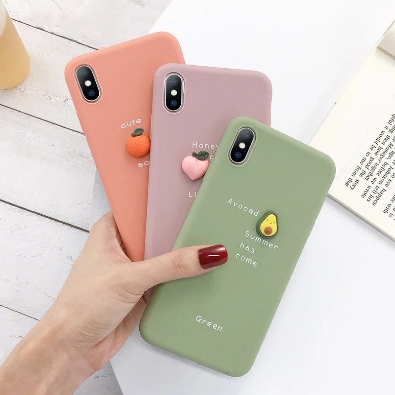3D карамельный цвет авокадо Письмо Мягкий чехол для телефона iPhone 11 Pro Max XS MAX XR