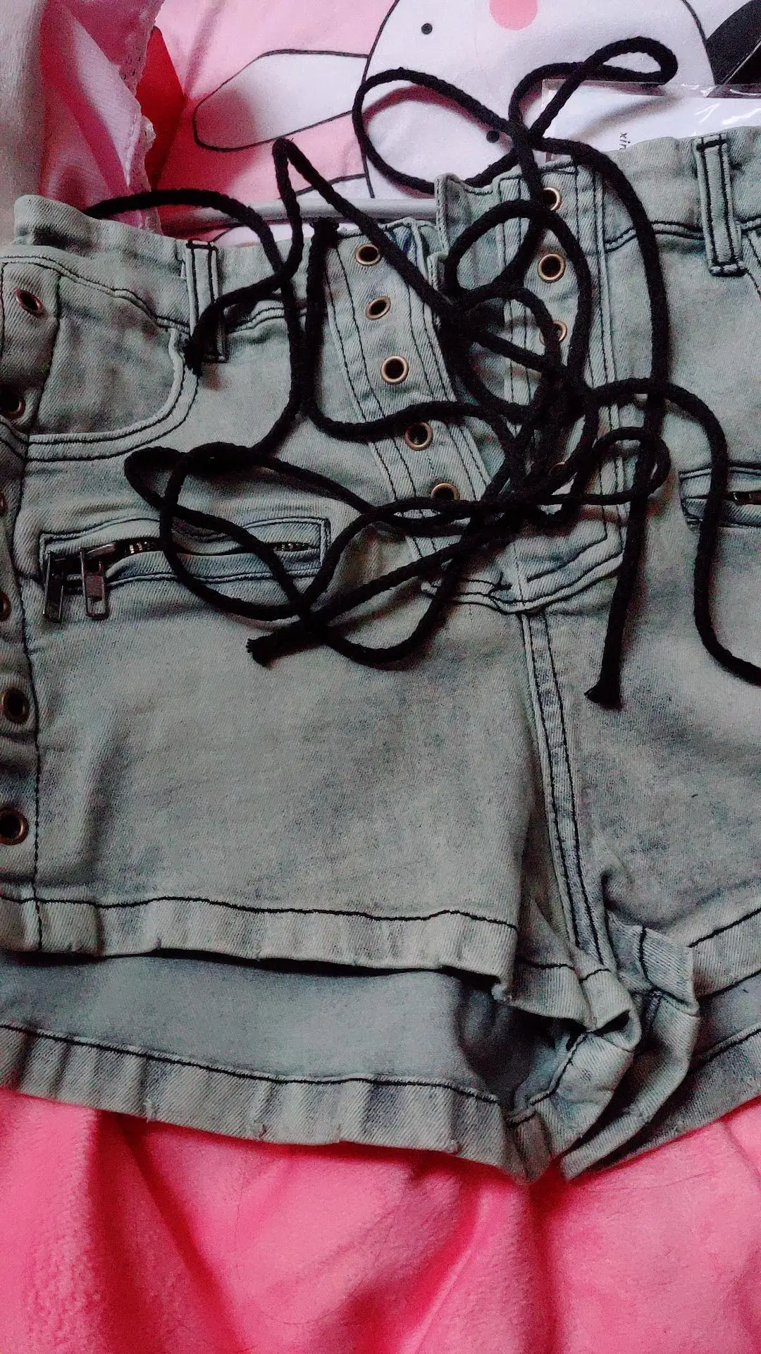 

High Street Women Summer Casual Hot Shorts Lace Up Denim Sexy Trousers Geek Punk Jeans Mini Cool Punk Shorts Pants SY089