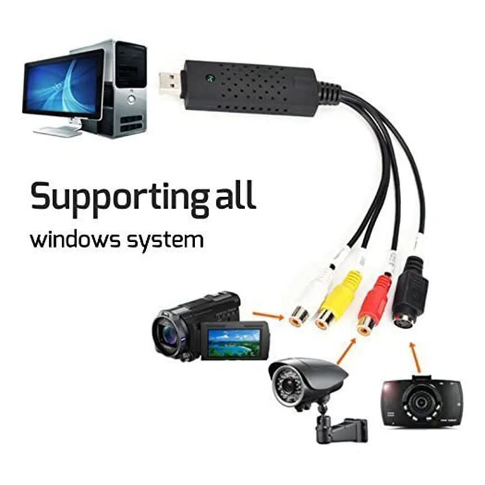 

VKTECH USB Видео Аудио Захват адаптер 1 канал VCR VHS ТВ в DVD DVR цифровой преобразователь NTSC PAL видео аудио адаптер