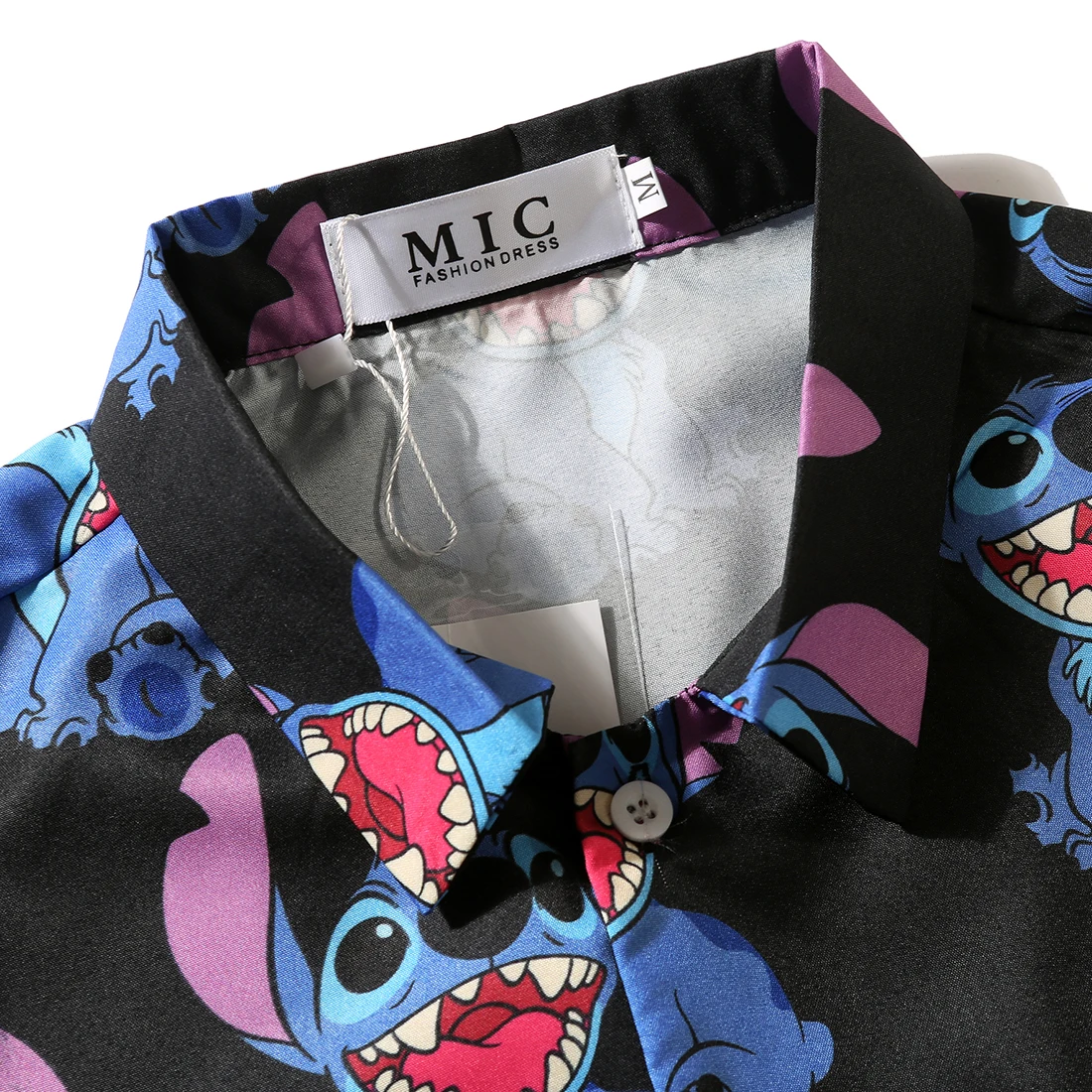 ATSUNNY Stitch Print Short Sleeve Shirt HipHop Streetwear Casual Shirt Man Summer Fashion Hawaiian Shirts Tops