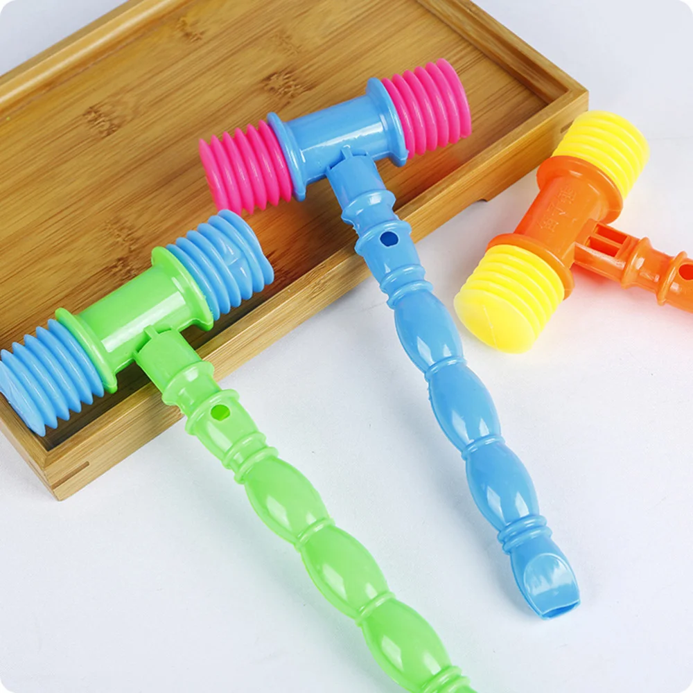 

23cm 12pc Whisted belt vocalization plastic small hammer bb hammer sound toys Sound baby toy classical Whistle toys Wholesale