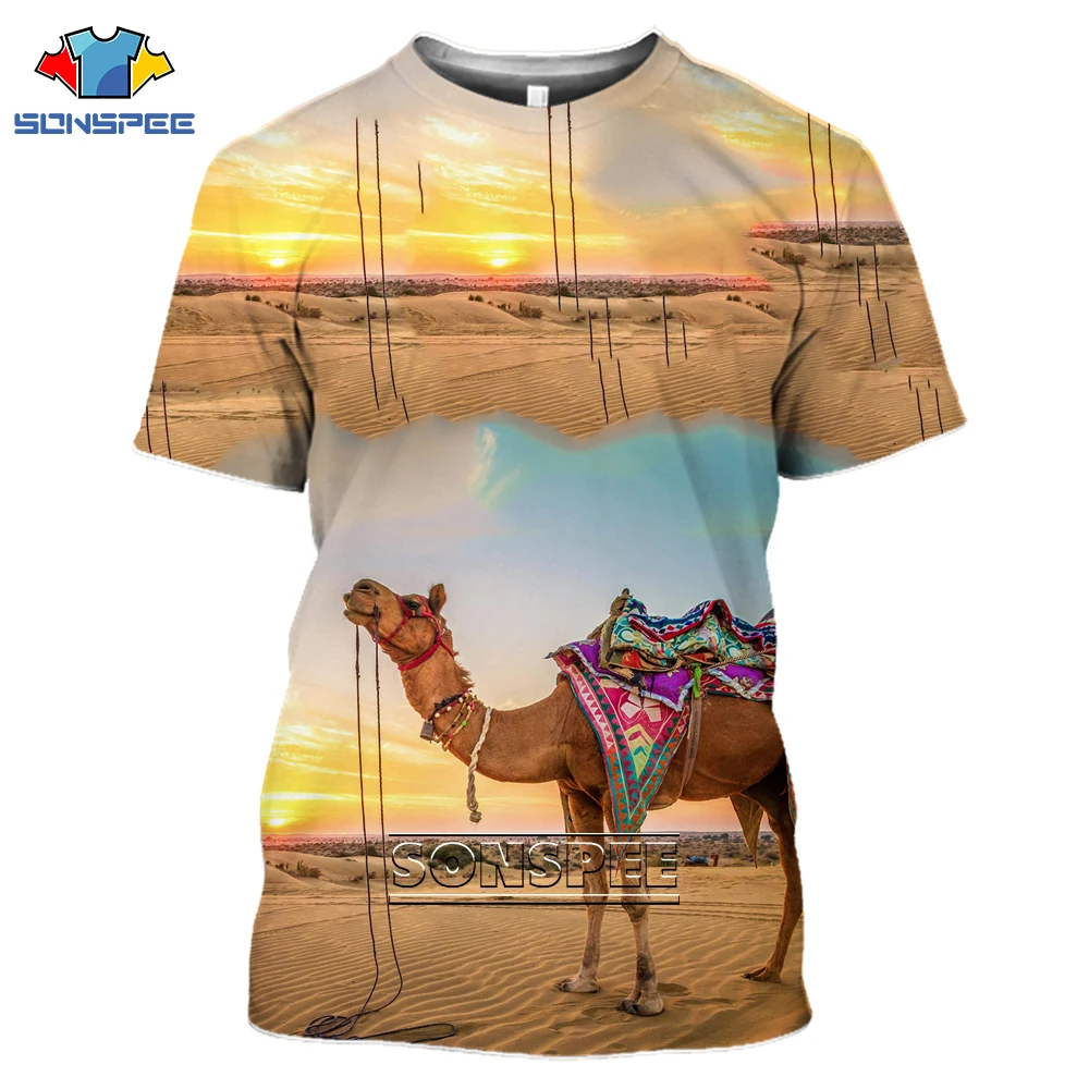 

SONSPEE Camel animal Men Women 3D Print T-shirt Harajuku Summer desert Oversized Hiphop Casual Fashion Short Sleeve O-Neck Top