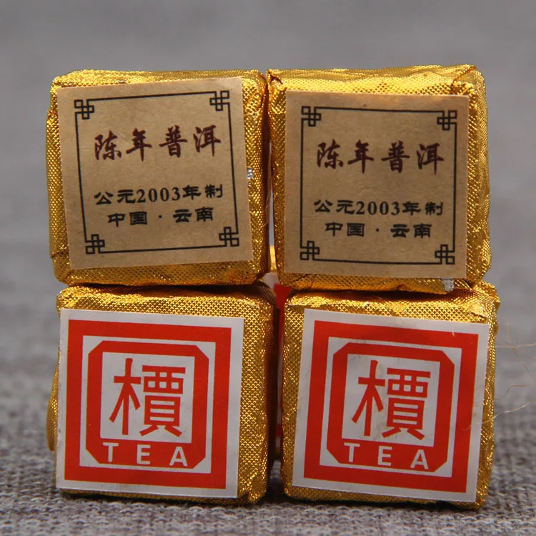 

Yunnan 'ji' Word Mini Cha Brick, изготовленный 2003 старым пуэр Шу ПУ-эрх ча