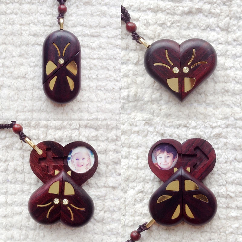 Ожерелье с изображением Иллюзиона деревянный медальон Бабочка фоторамка