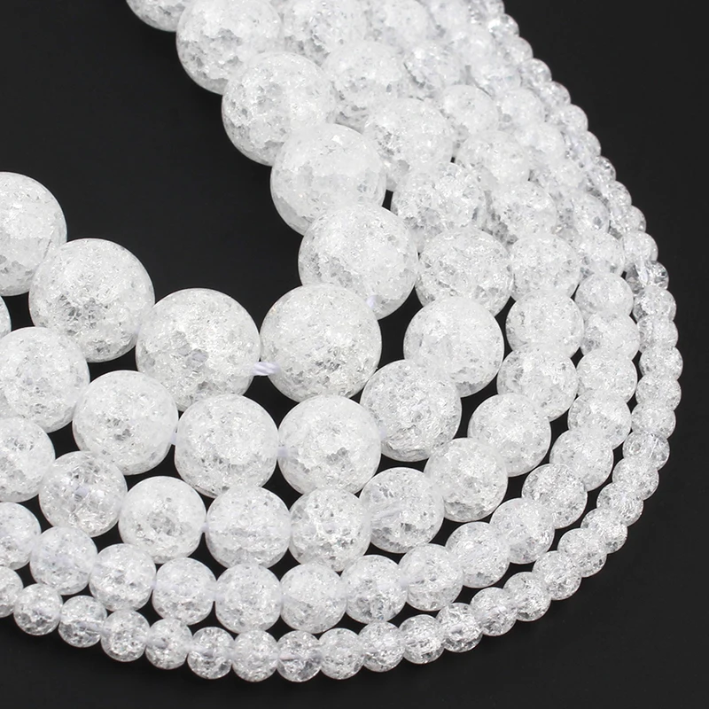 Бусины из белого кристалла с трещинами круглые бусины для изготовления