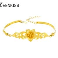 qeenkiss bt5188 fine jewelry wholesale fashion woman girl bride birthday wedding gift peacock flowers 24kt gold bracelet bangle