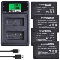 powertrust 2x lp e17 lpe17 lp e17 battery lcd usb charger with type c port for canon eos m3 m5 m6 rebel t6i t7i eos 77d 750d