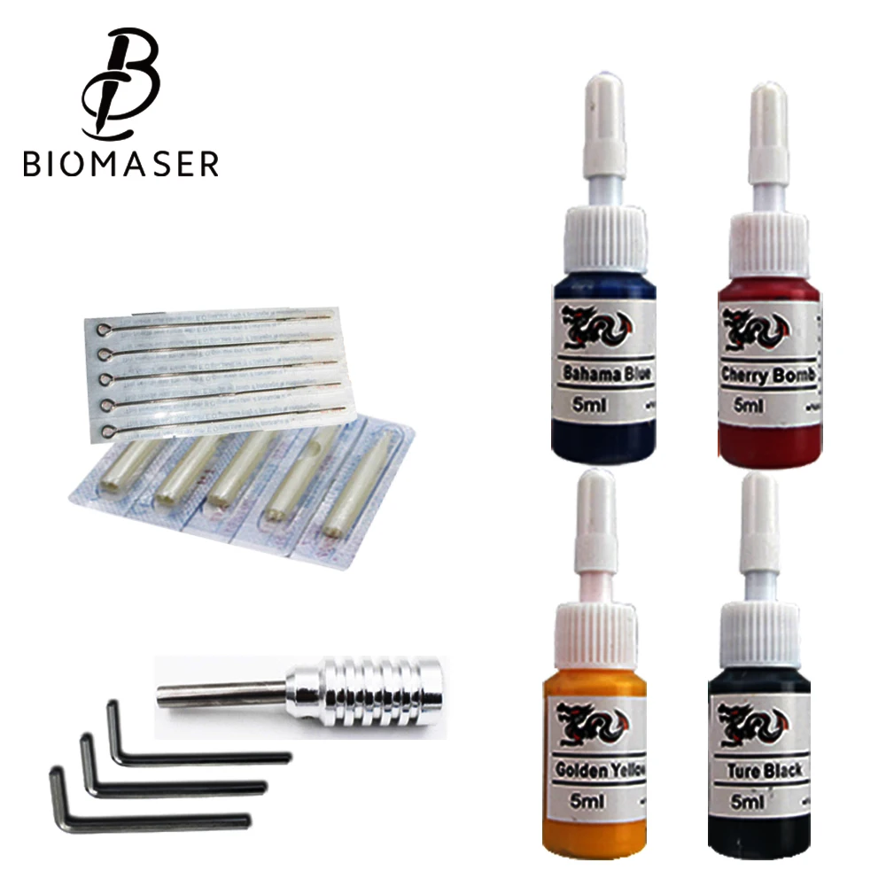 Biomaser K1-007 Набор для тату 1 машинка для тату пистолет набор черных чернил блок питания ручки для боди-арта набор инструментов для татуажа Перманентный макияж