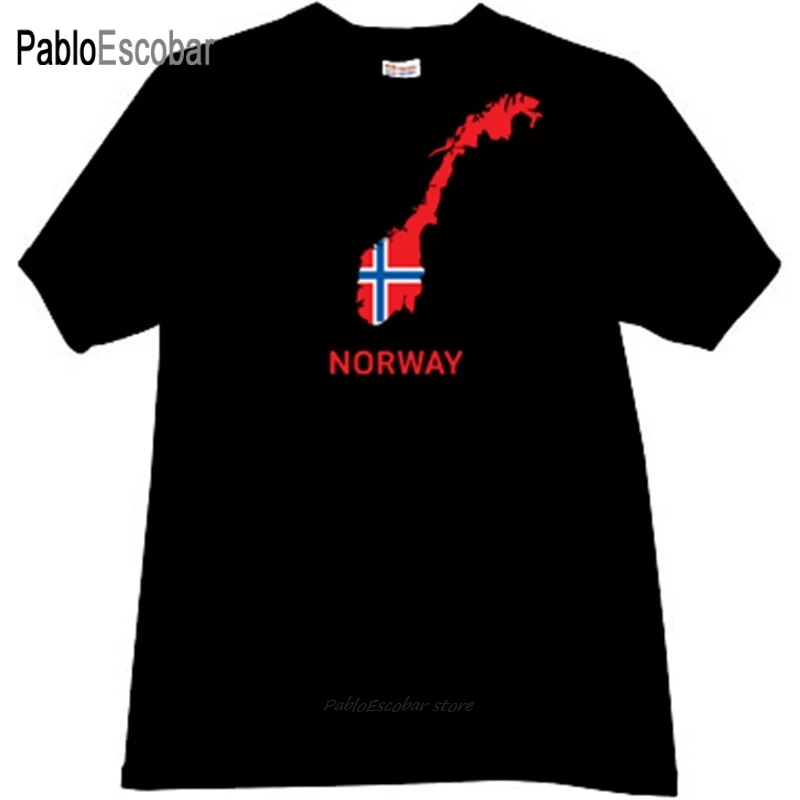 Хлопковая футболка мужская брендовая с флагом Норвегии Черная Мужская модная 4XL