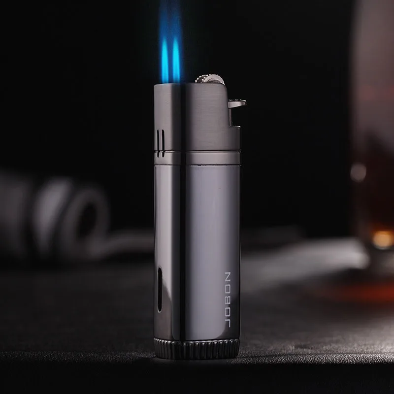 

Metal Windproof Inflatable Grinding Wheel Lighter Creative Double Flame Lighter Smoking Accessories Cigar Lighters Men's Gifts