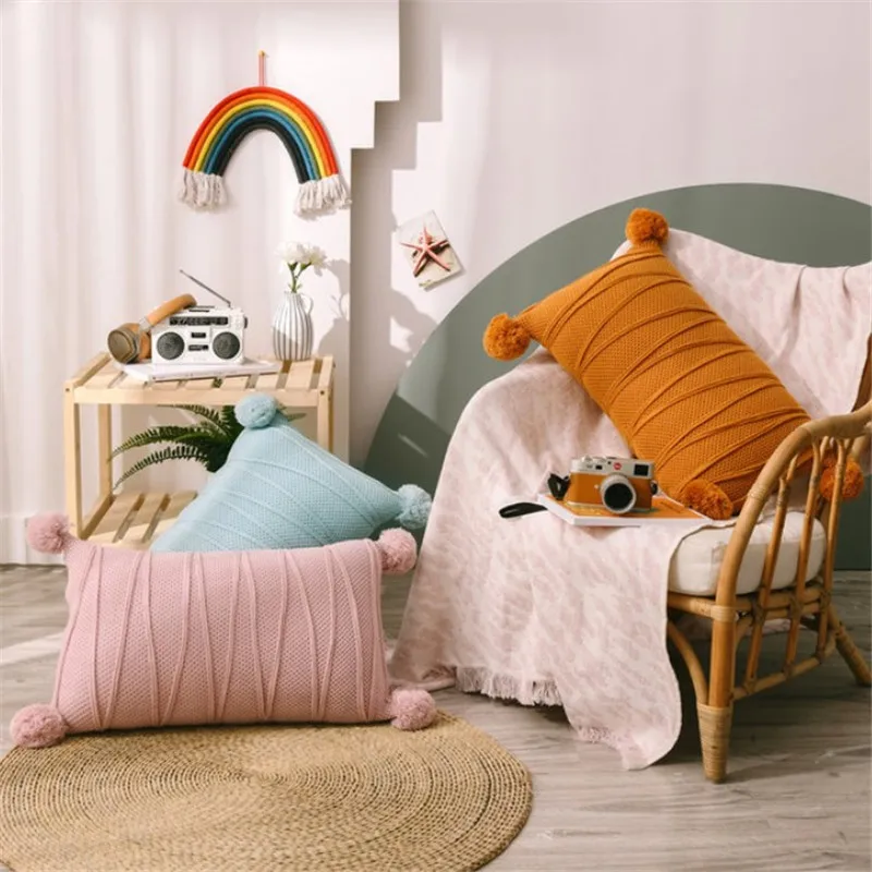 Чехол для подушки в стиле бохо милая плетеная Подушка с кисточками прямоугольная